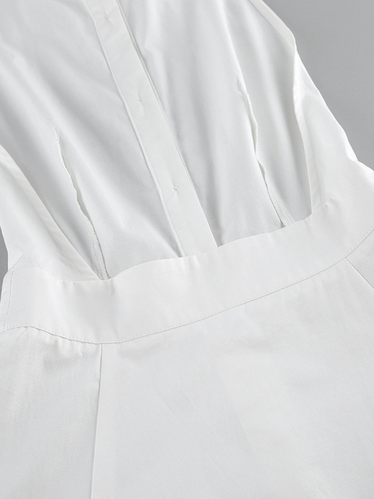 Backless Button Front Maxi Dress in White