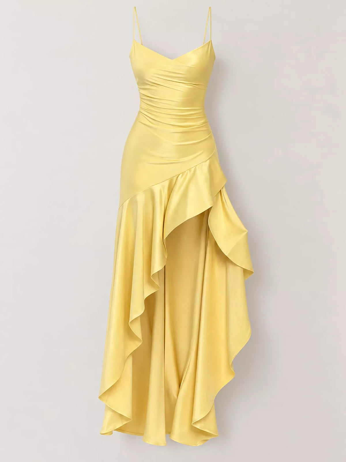 High-Low Ruffle Hem Evening Dress