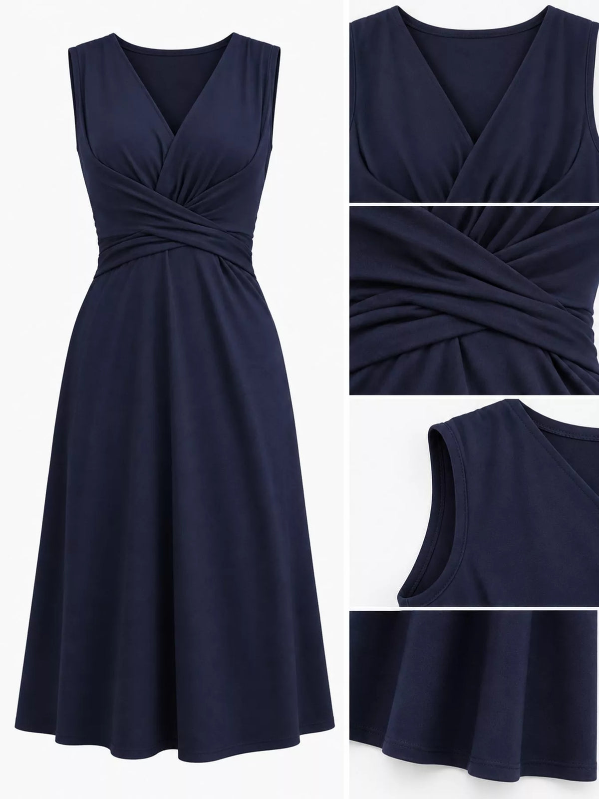 Crisscross Ruched Front Midi Dress