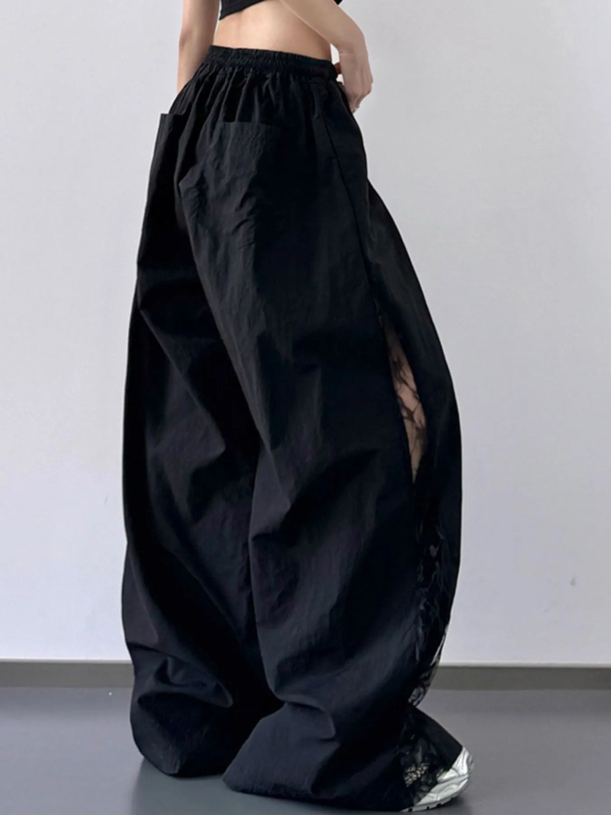 Lace Detail Wide-Leg Pants