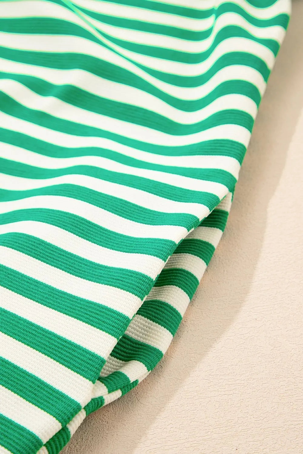 Striped Contrast Collar Flutter Sleeve Dress