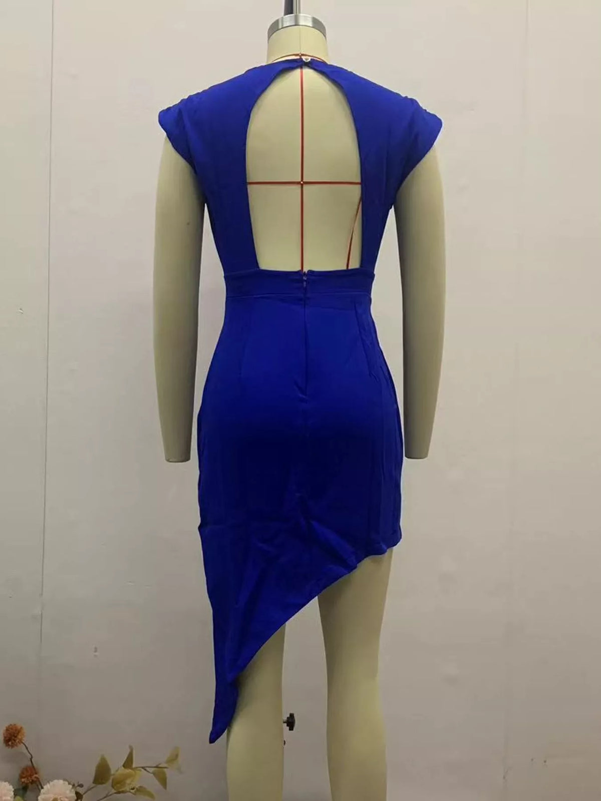 Asymmetrical Backless Pleated Dress
