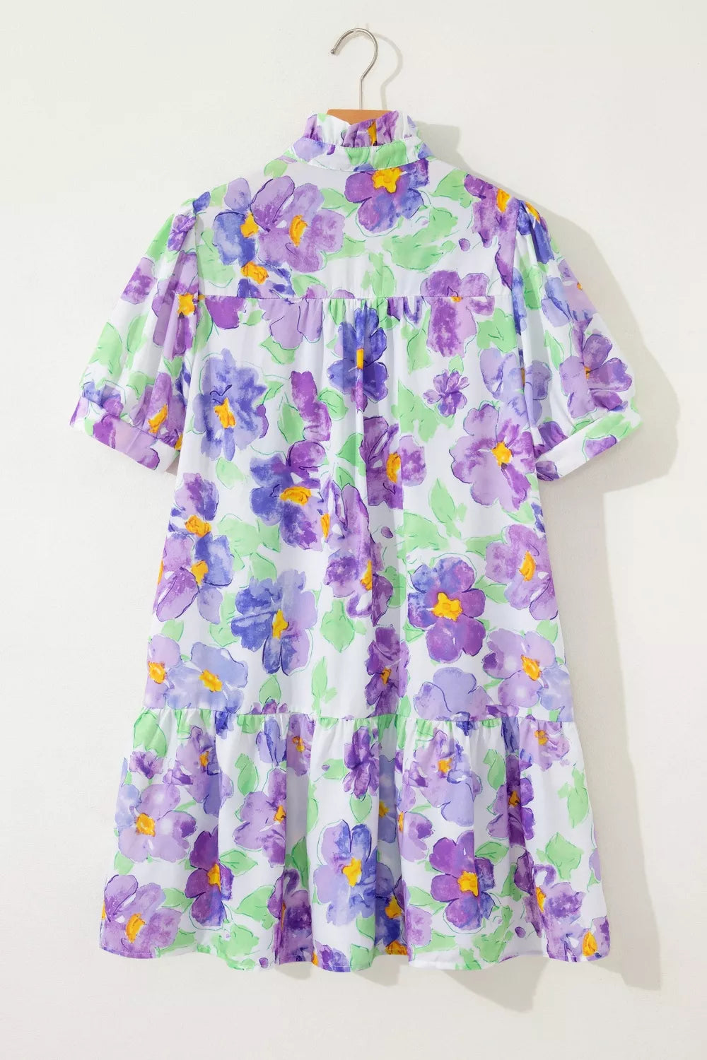 Floral Tiered Ruffle Mini Dress in Lilac