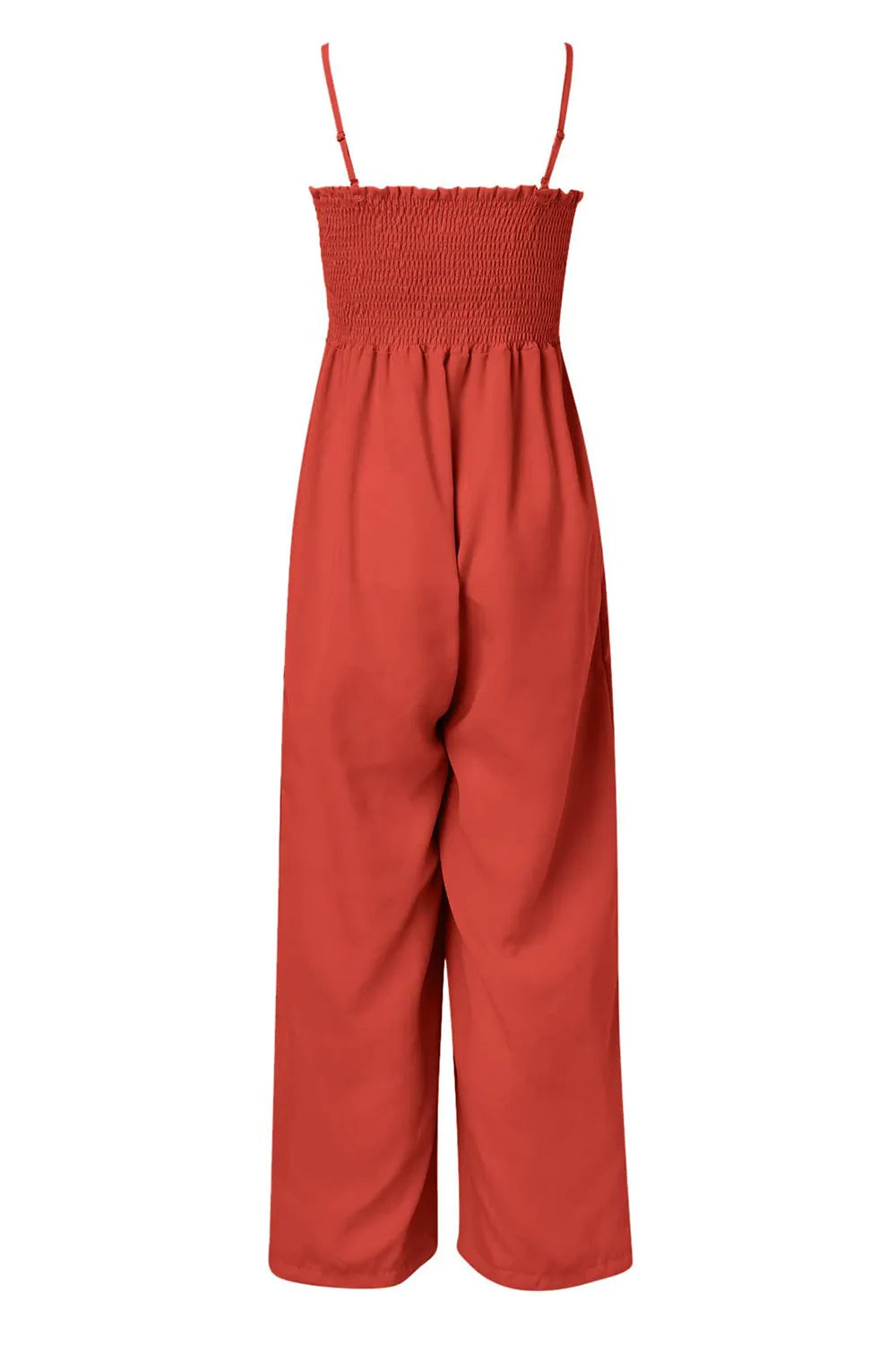 Smocked Spaghetti-Strap Wide-Leg Jumpsuit