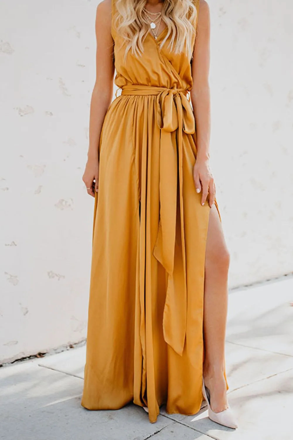 Surplice Tie-Waist Maxi Dress