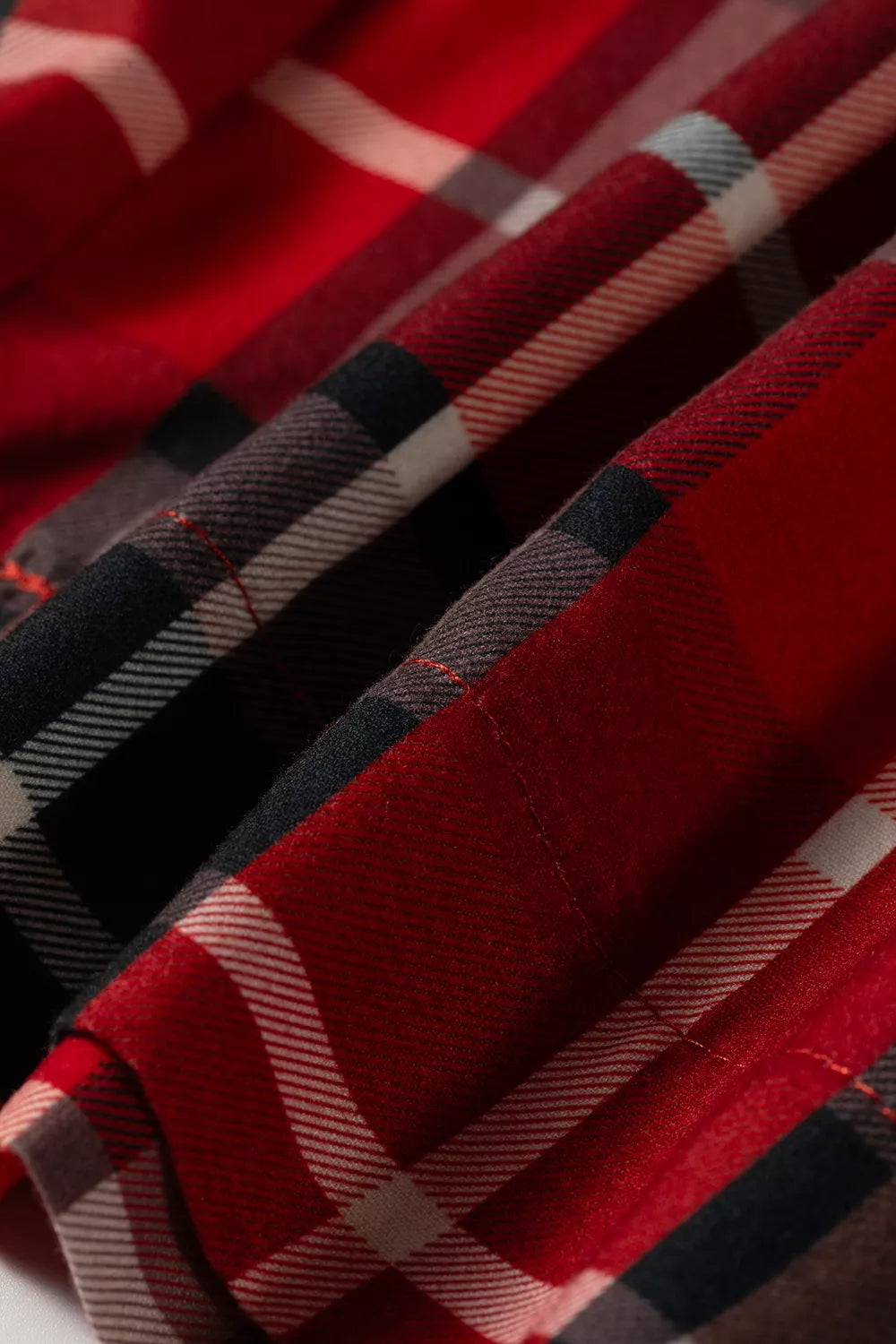 Plaid Elastic-Waist Pocket Pants in Burgundy