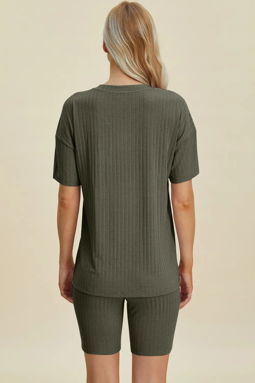 Basic Bae Ribbed V-Neck Top and Shorts Set