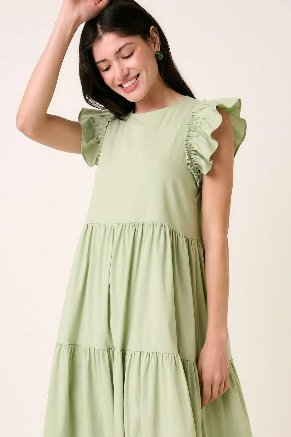 Ruffle Tiered Maxi Dress in Sage by Mittoshop