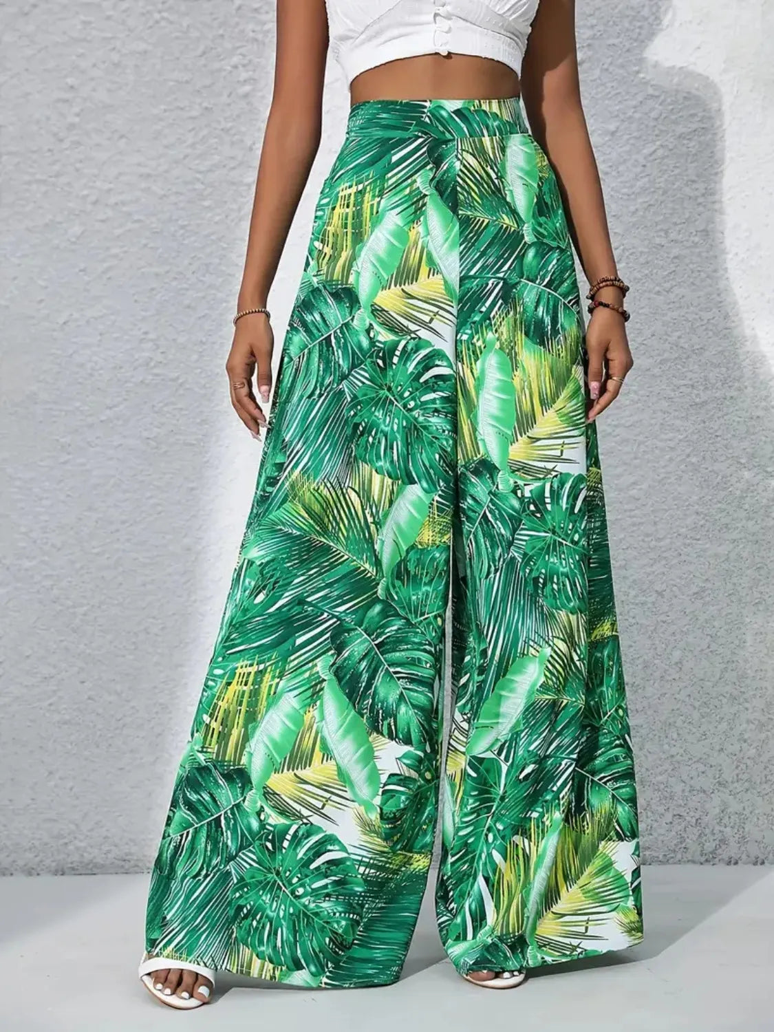 Printed High-Waist Wide Leg Pants