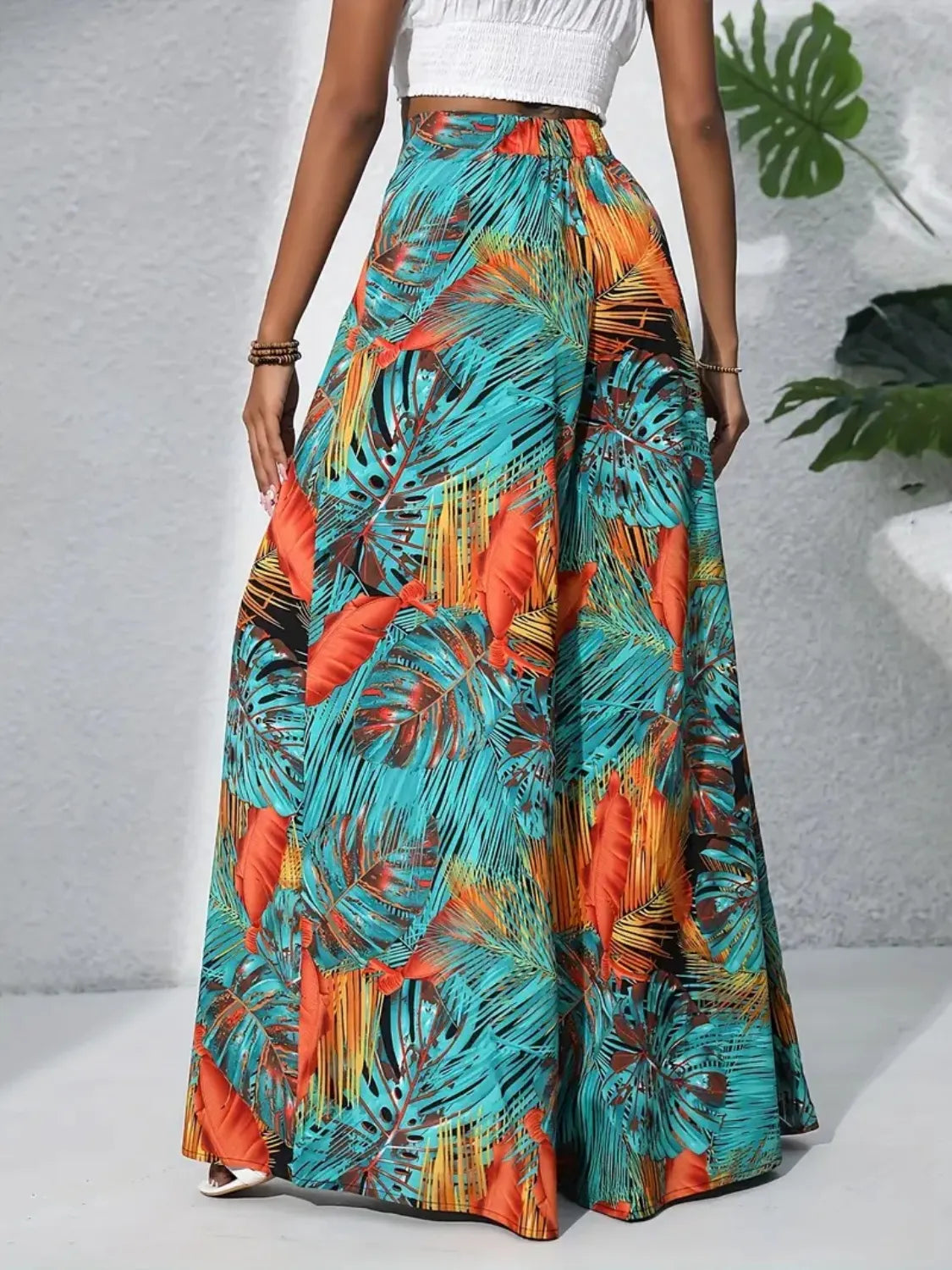 Printed High-Waist Wide Leg Pants