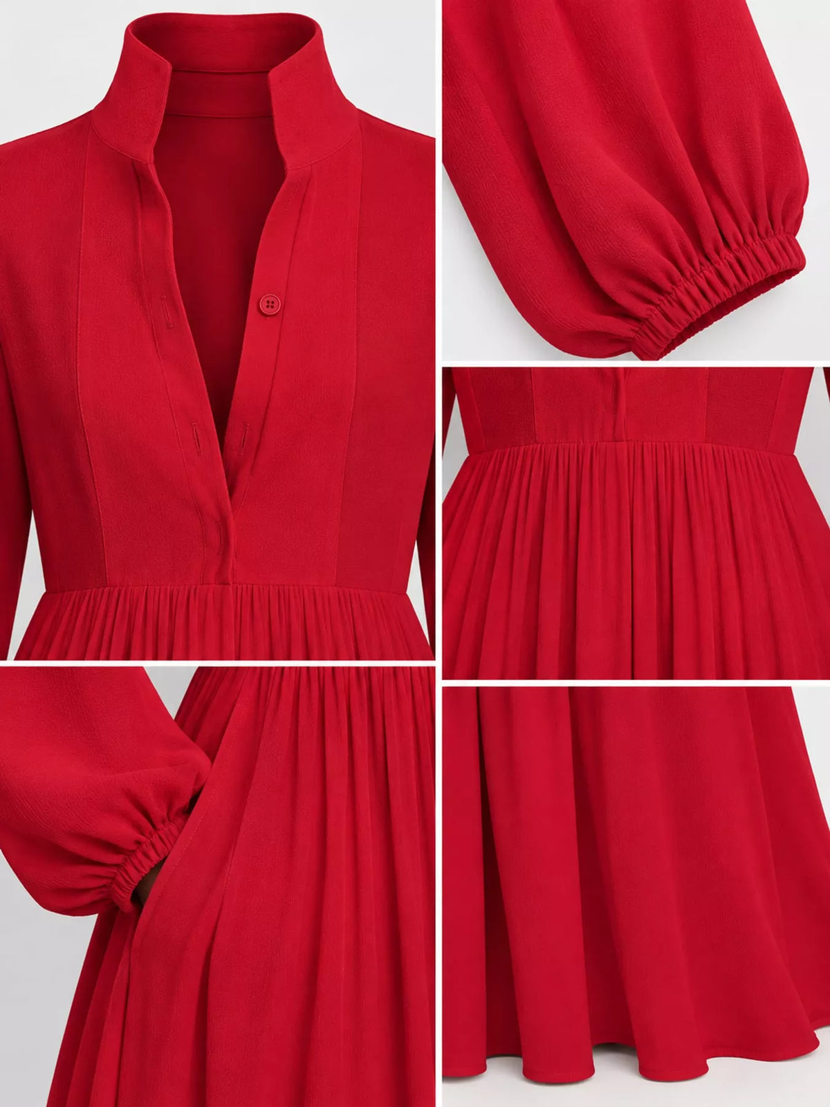 Long-Sleeve Button Front Maxi Dress