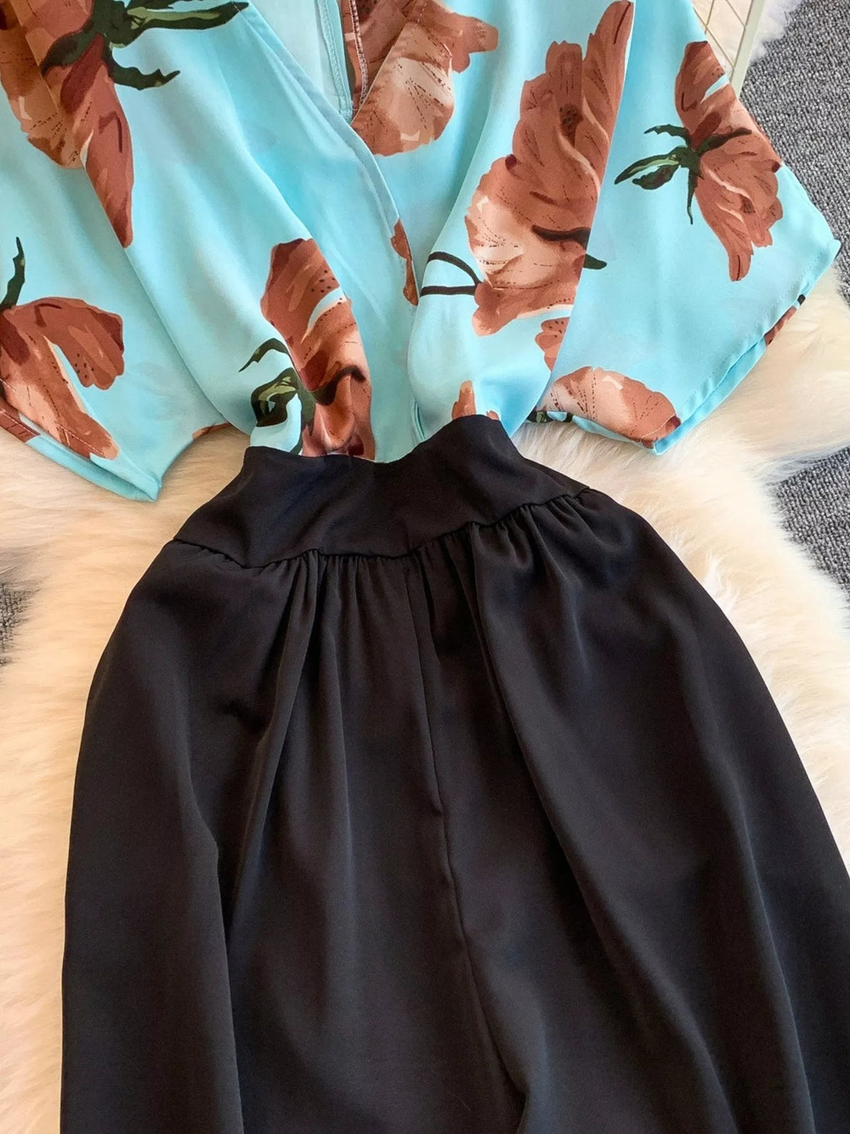 Printed Wide Leg Pocket Jumpsuit