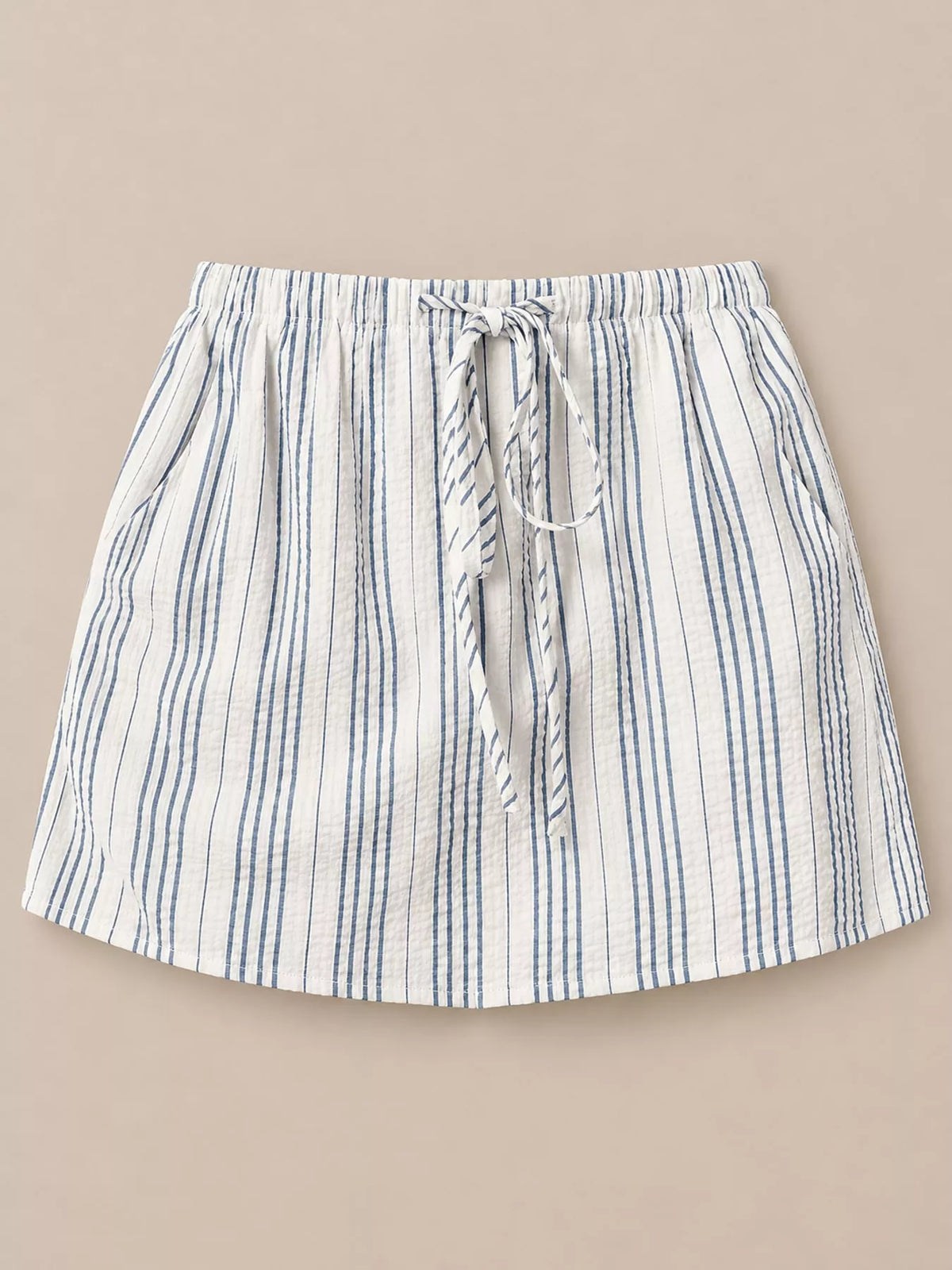 Striped Drawstring Mini Skort