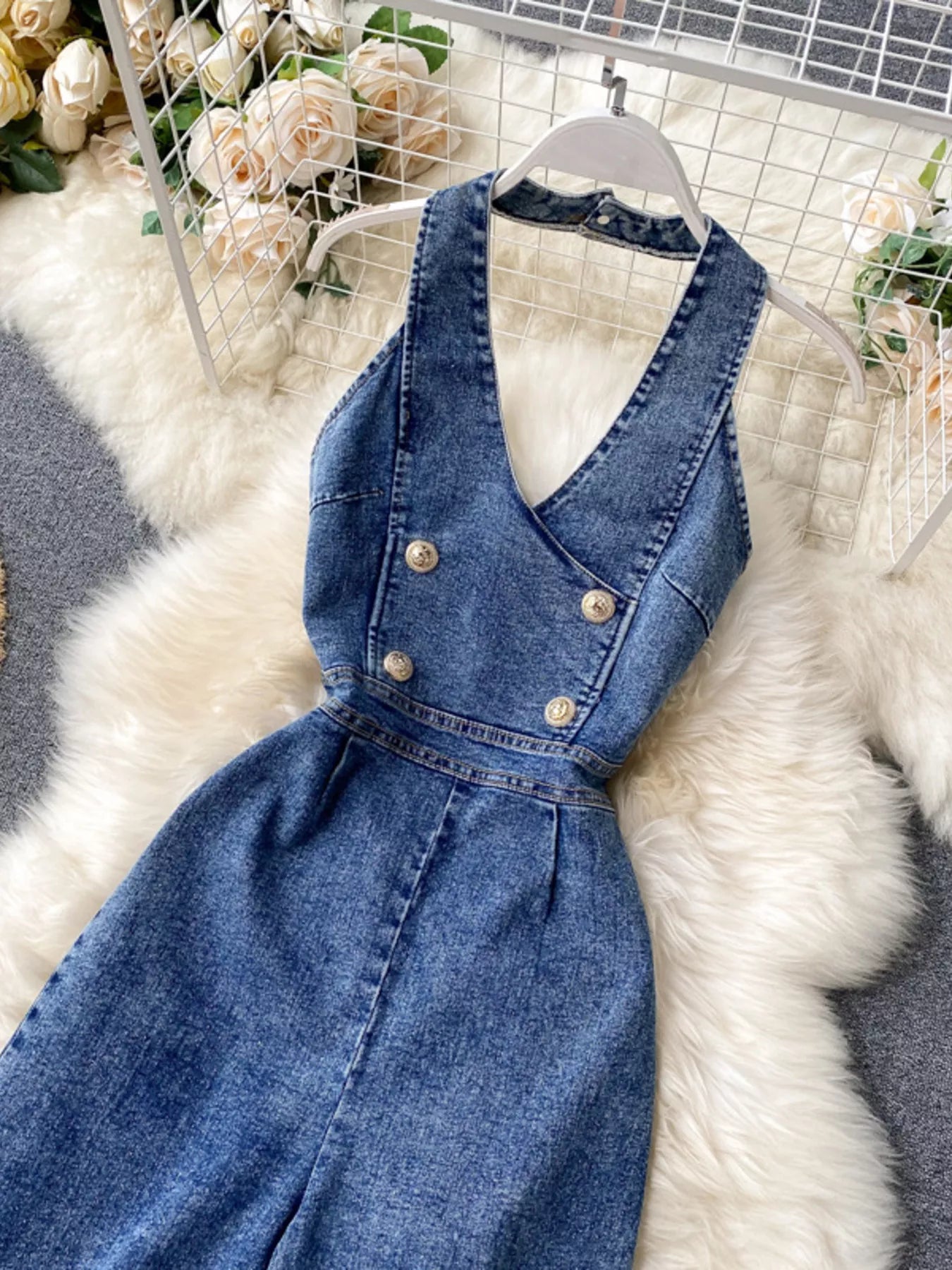 Halter Split Wide Leg Jumpsuit