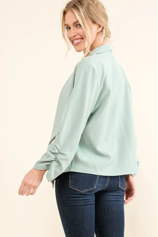 And The Why Open-Front Blazer in Mint