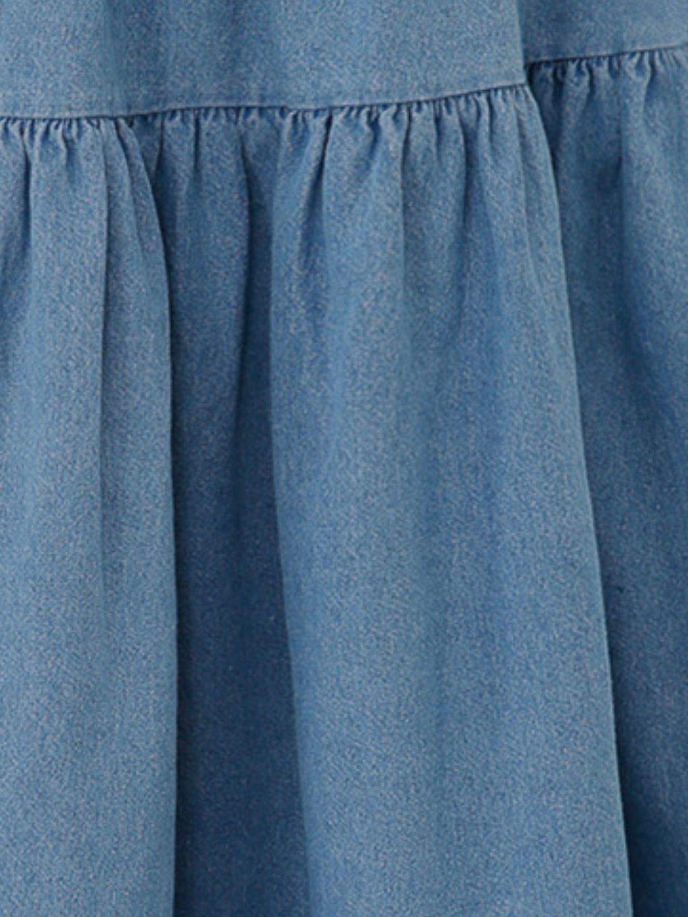 Tiered Denim-Style Midi Skirt