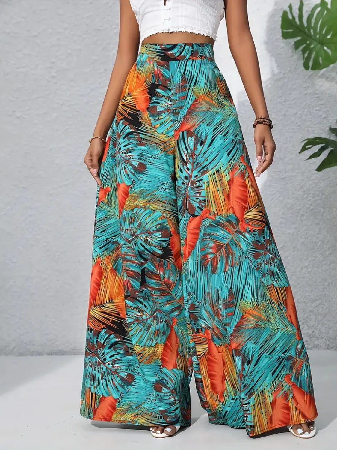 Printed High-Waist Wide Leg Pants
