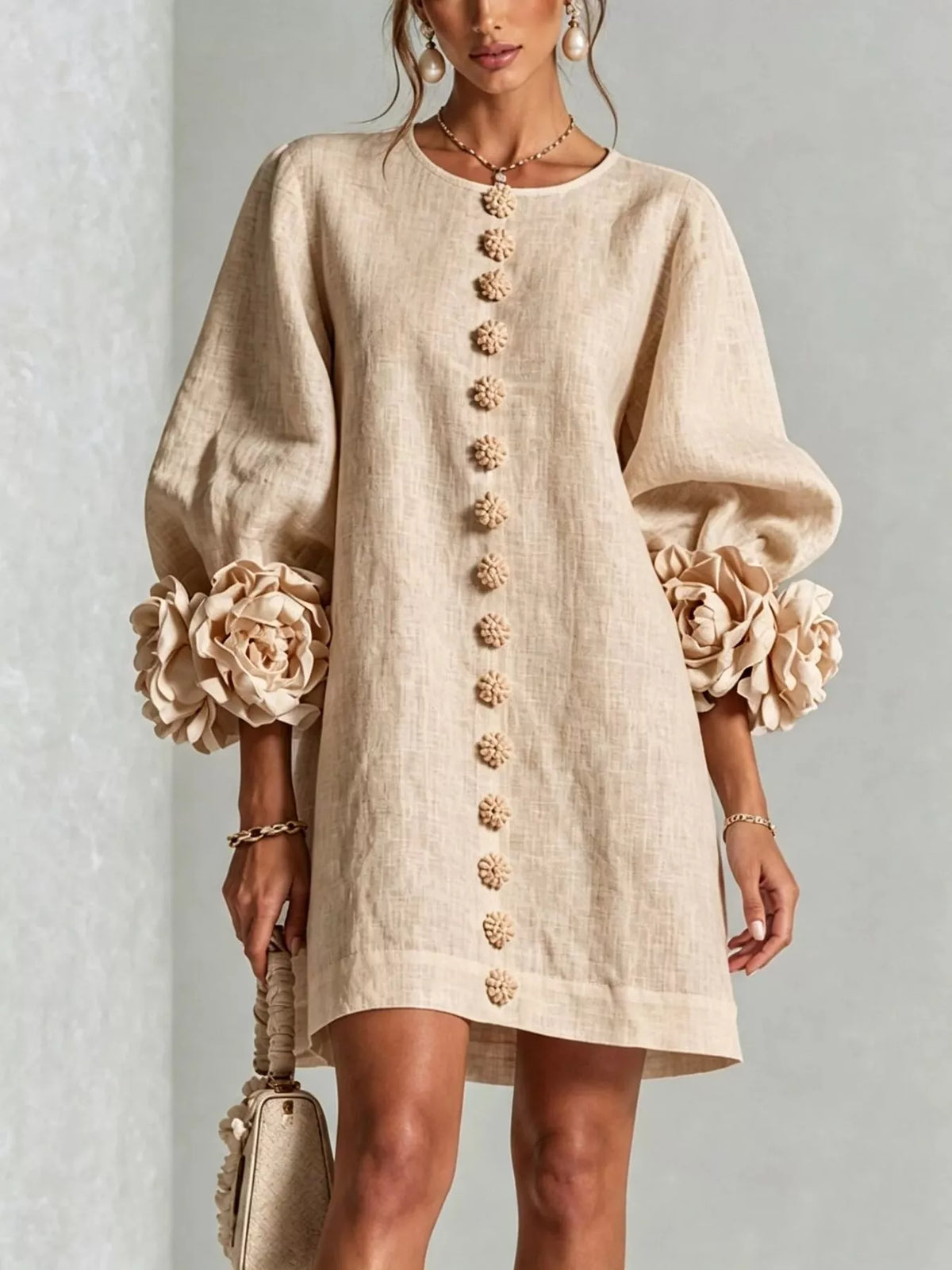 3D Floral Applique Mini Dress