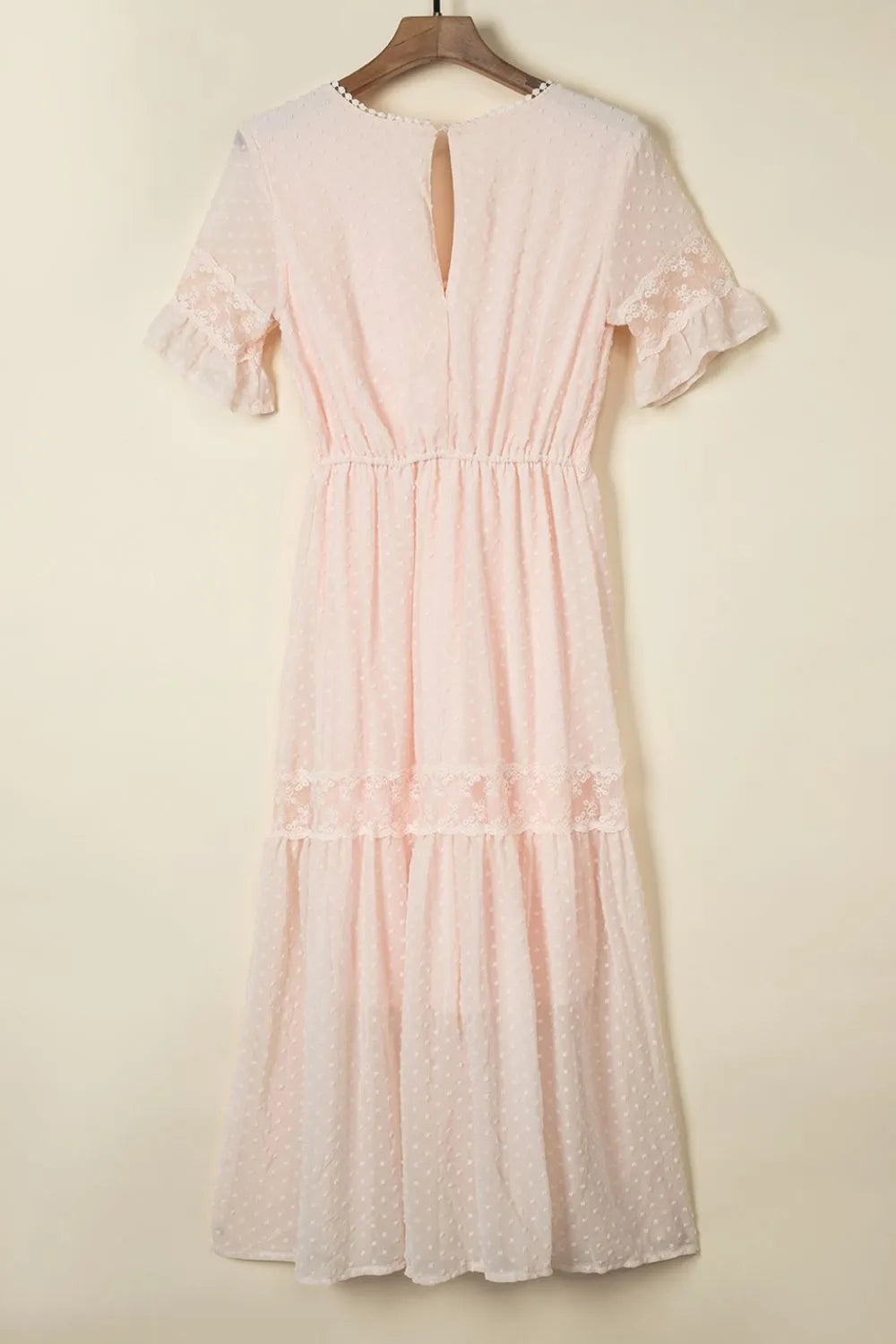 Polka Dot Ruffle Midi Dress in Watermelon Pink