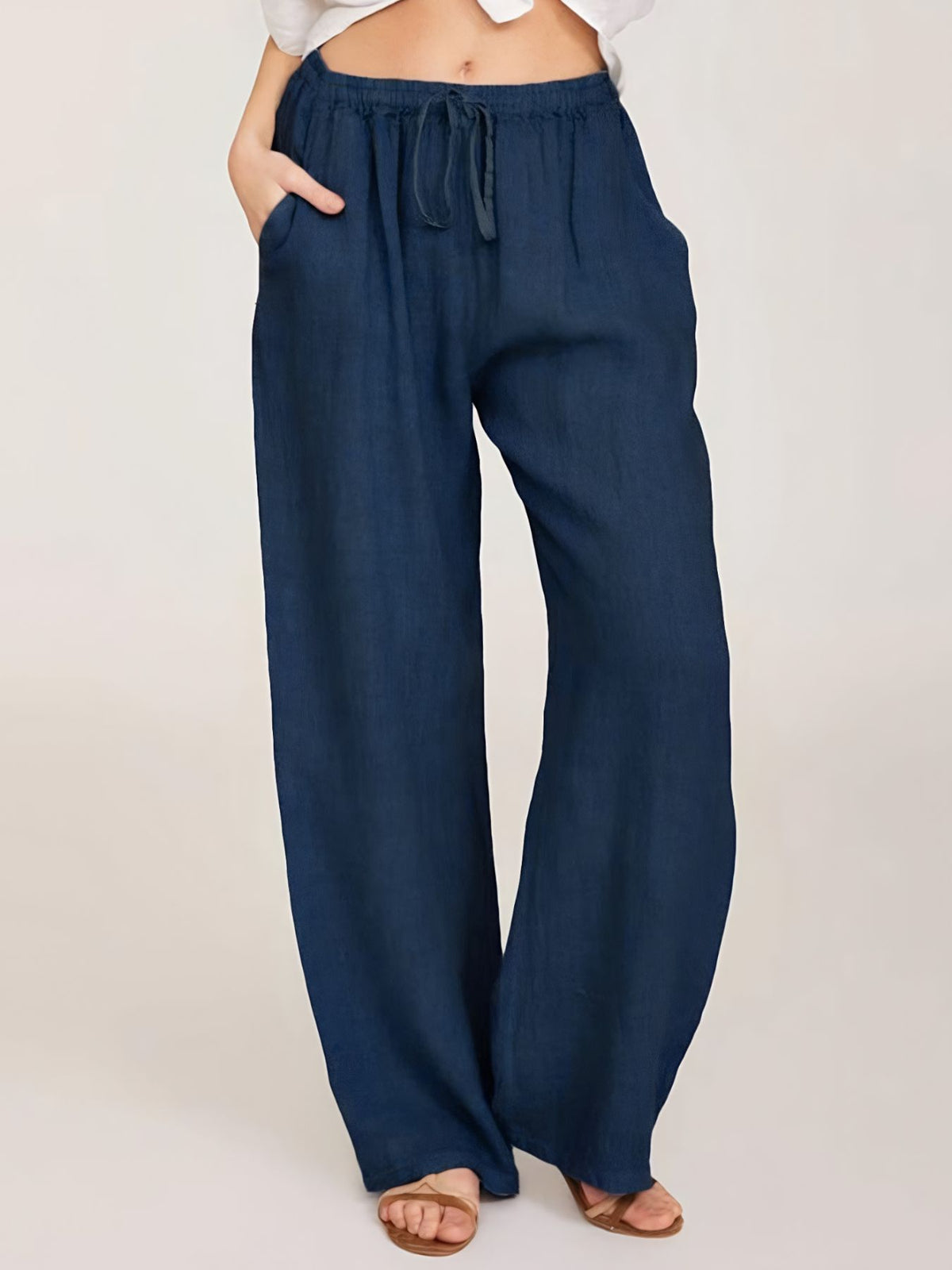 Drawstring Wide Leg Pants
