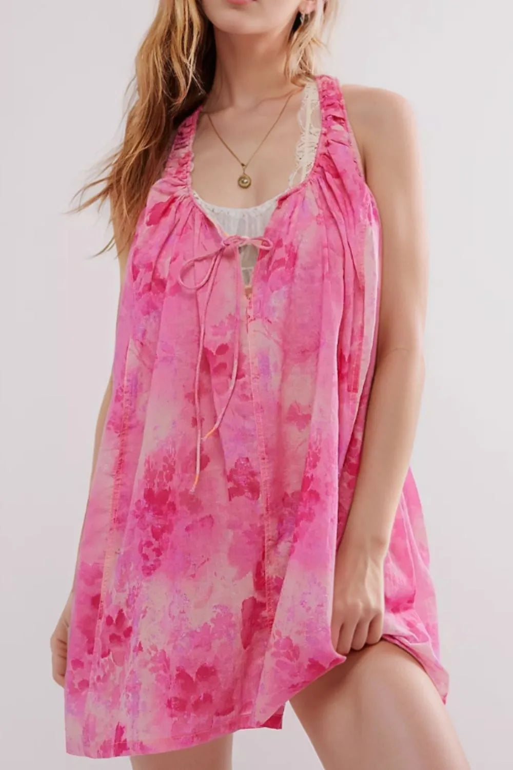 Tie-Front Sleeveless Mini Dress