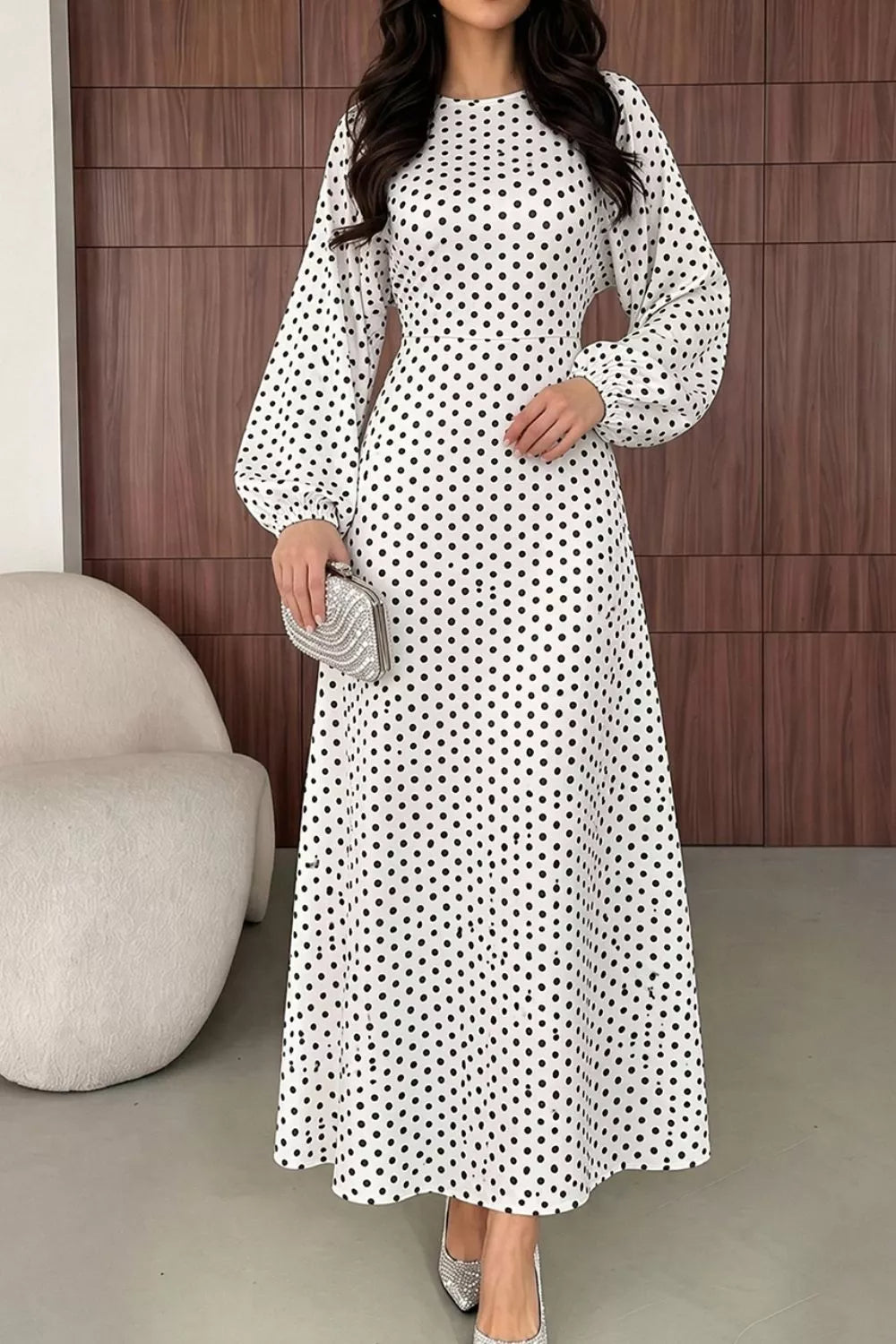 Polka Dot Tie-Waist Maxi Dress