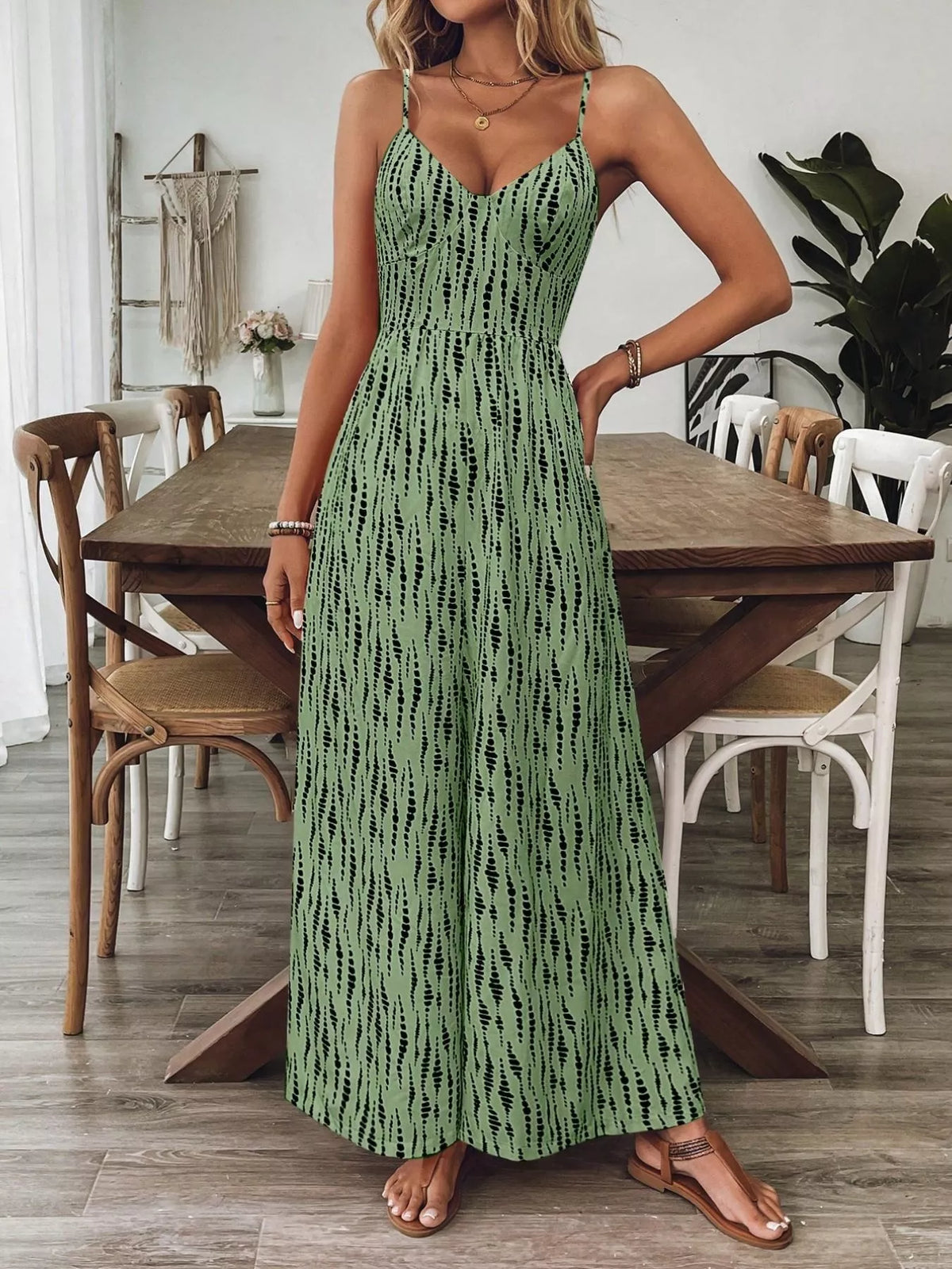 Backless Spaghetti Strap Wide Leg Jumpsuit