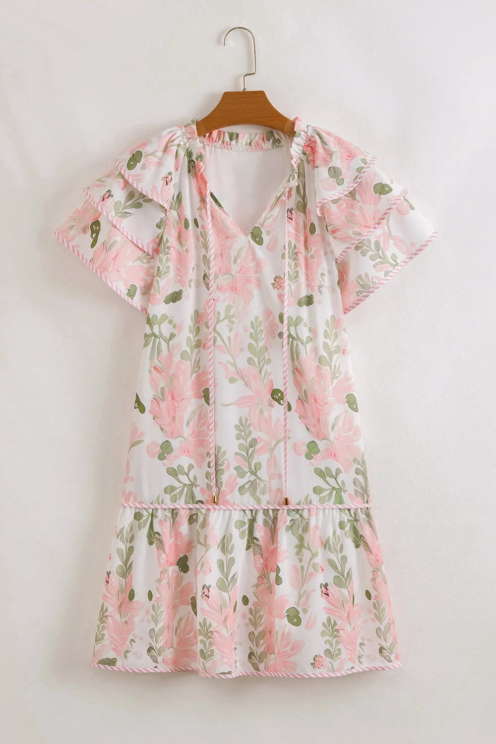 Floral Contrast-Edge Mini Dress