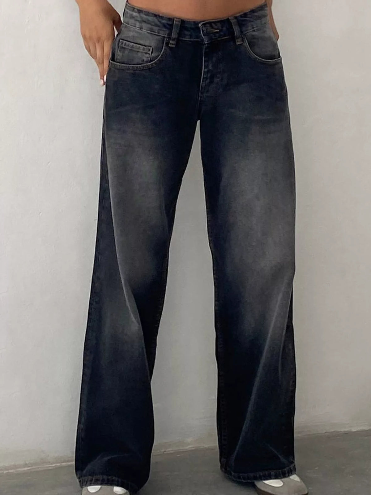Wide-Leg Vintage Wash Jeans