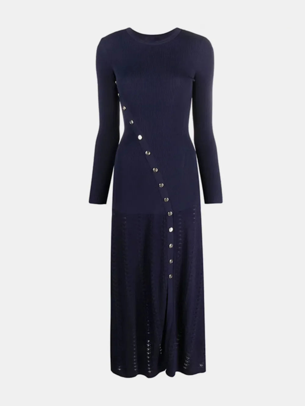 Openwork Round Neck Sweater Dress