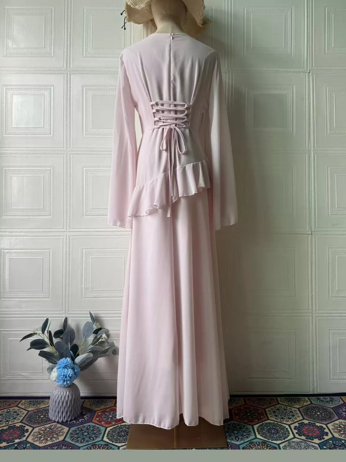 Ruffled Flare Sleeve Maxi Dress