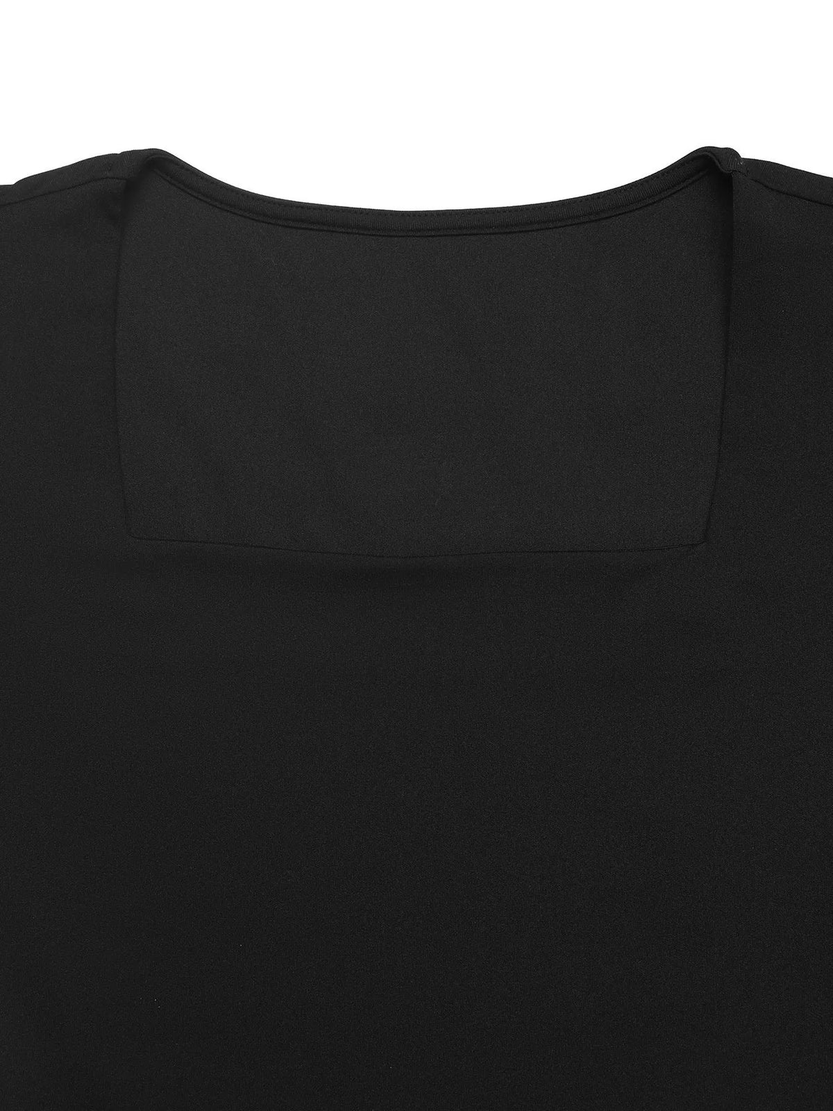 Square Neck Puff Sleeve Dress in Black