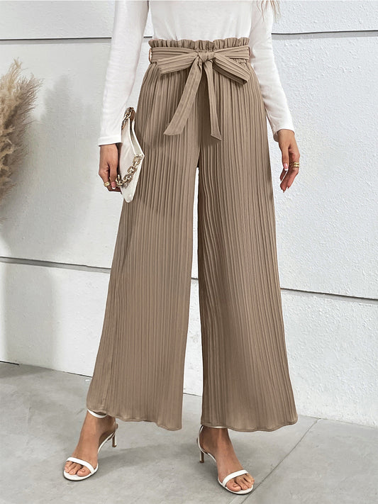 Tied Wide-Leg Pants in Camel