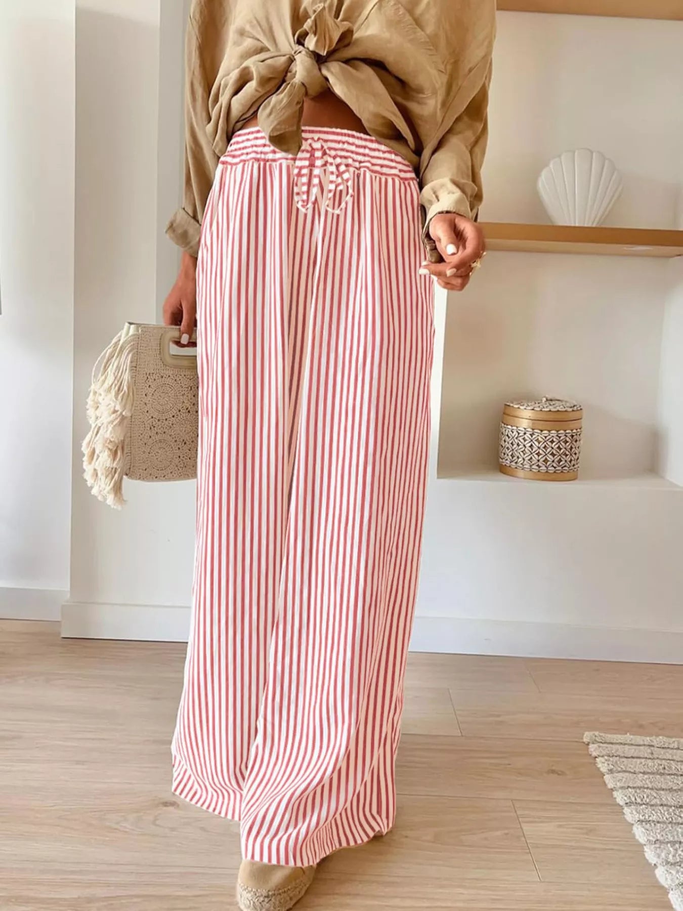 Striped Wide-Leg Pants