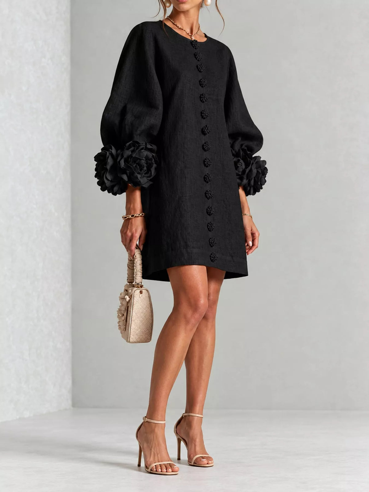 3D Floral Applique Mini Dress