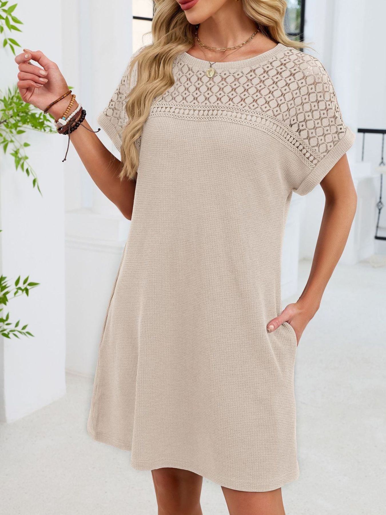 Lace Cutout T-Shirt Dress