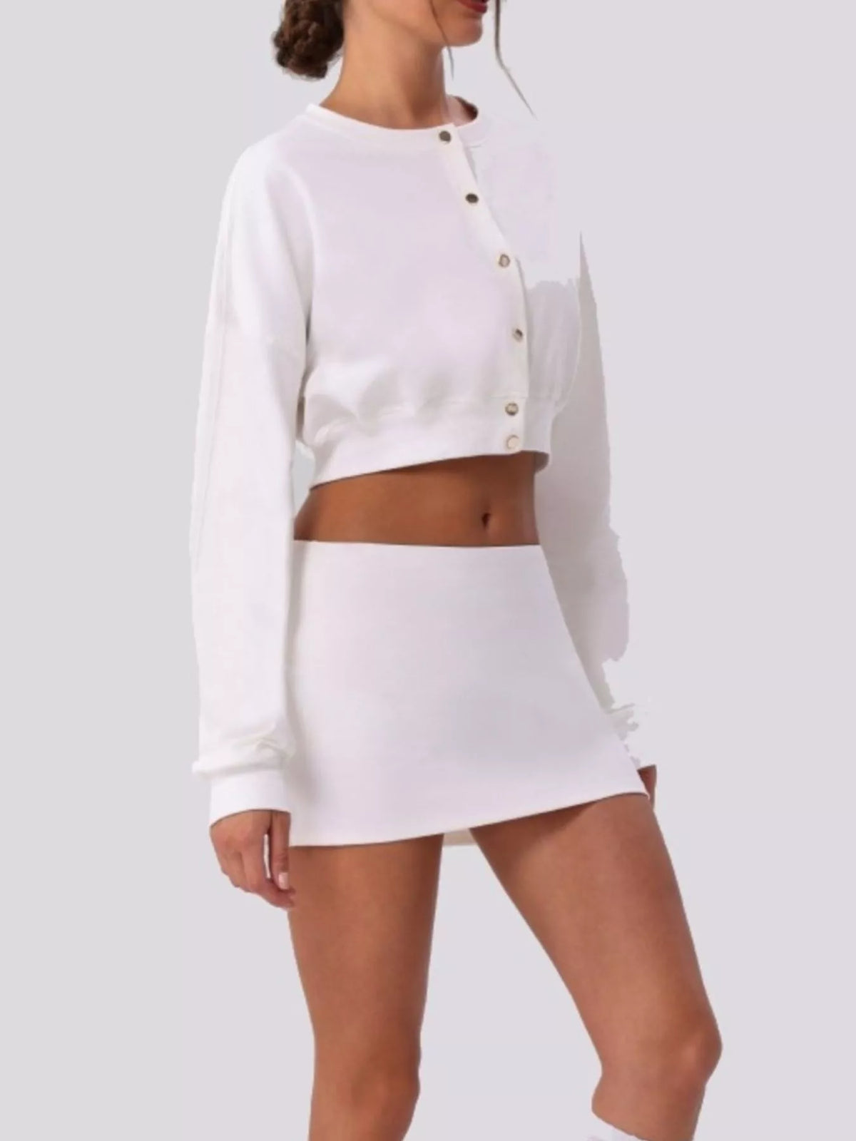 Cropped Button-Down Active Top
