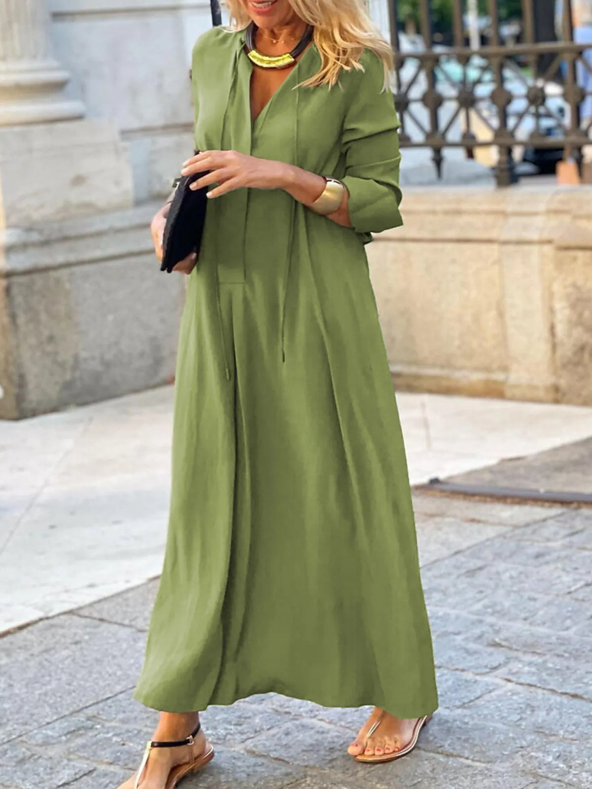 Solid Maxi Shirt Dress