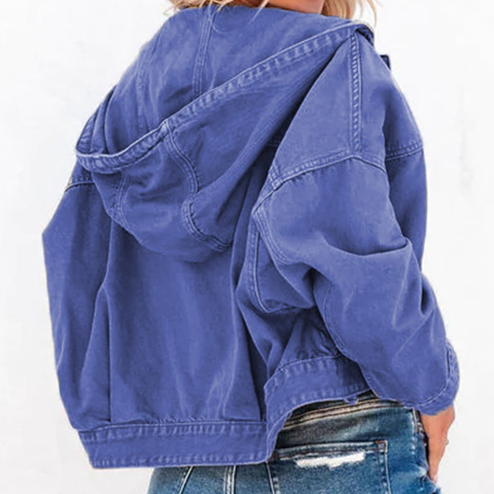 Hooded Dropped-Shoulder Denim Jacket by Y.Y@Denim