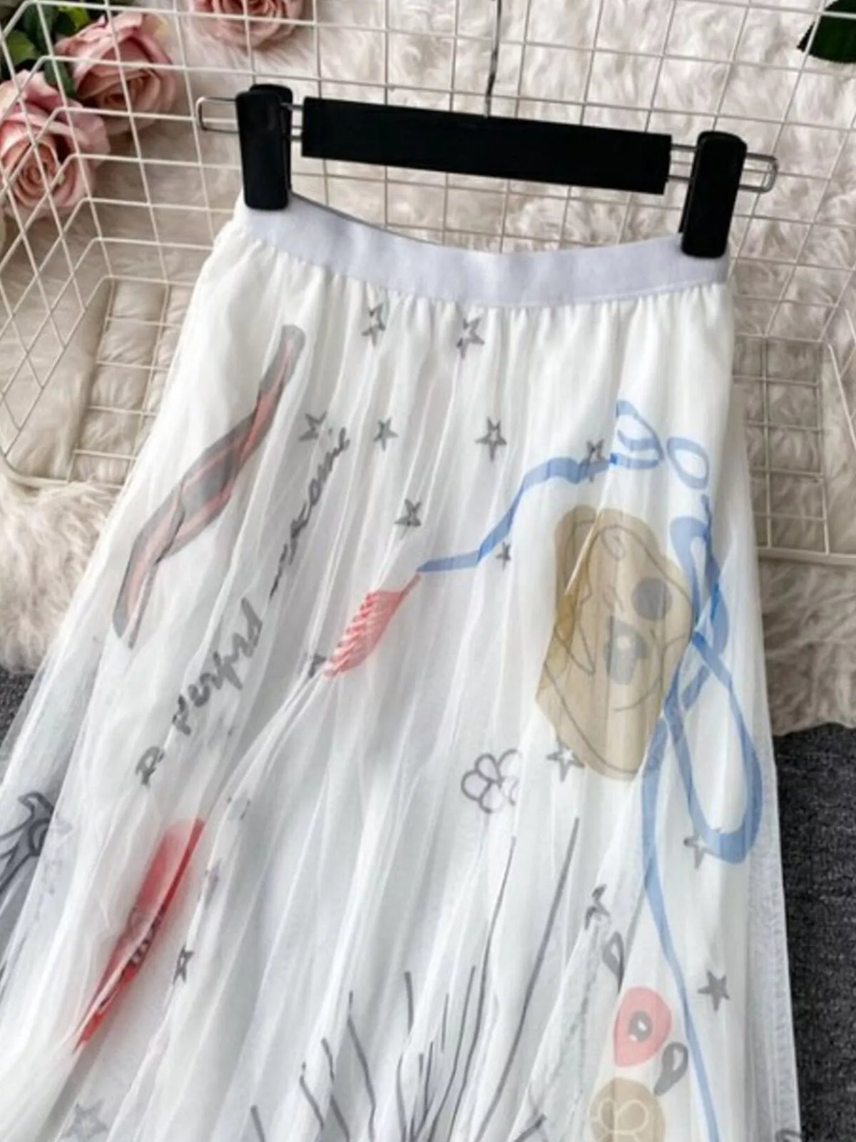 Layered Printed Tulle Skirt
