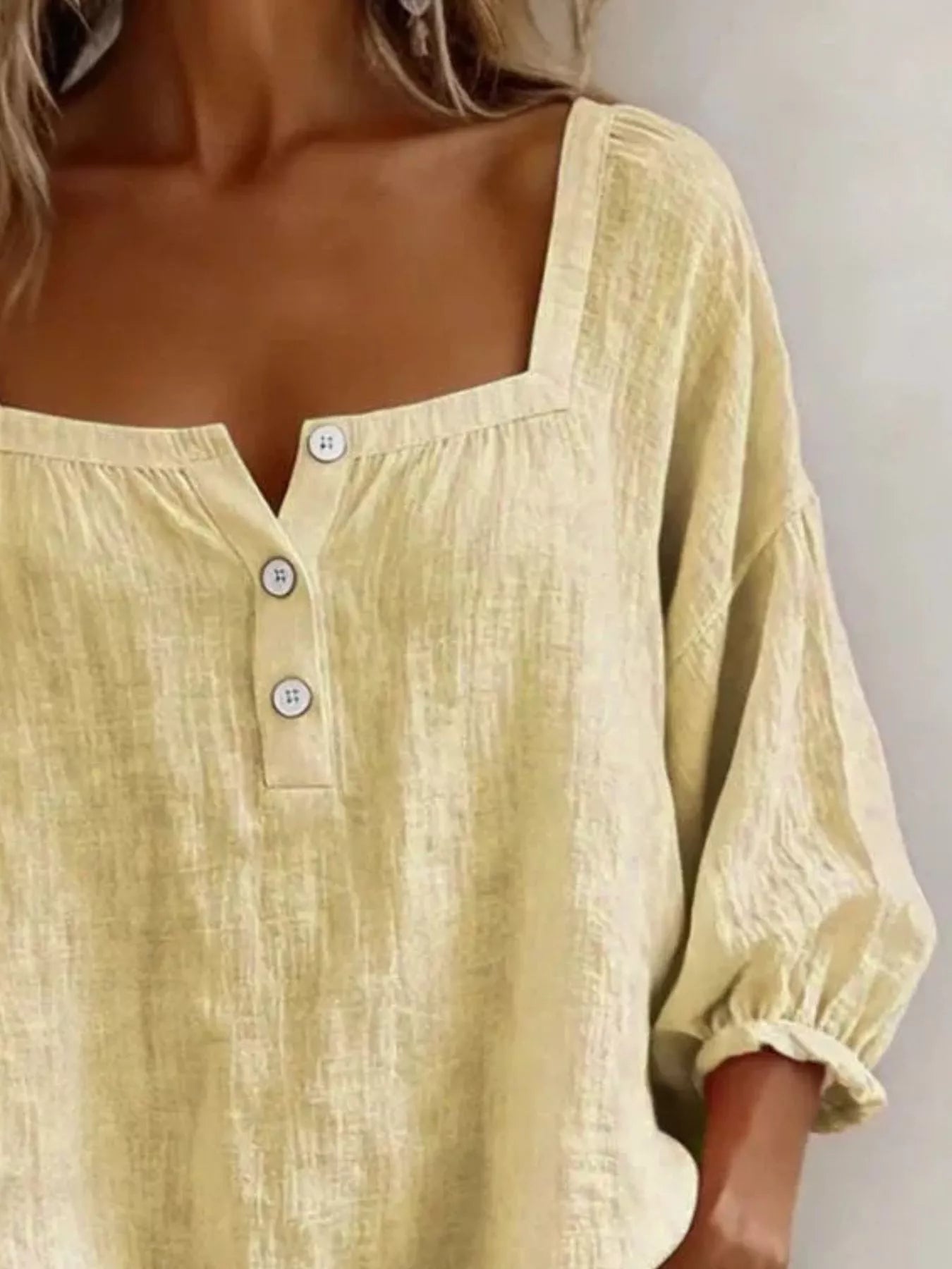 Square Neck Button Detail Blouse