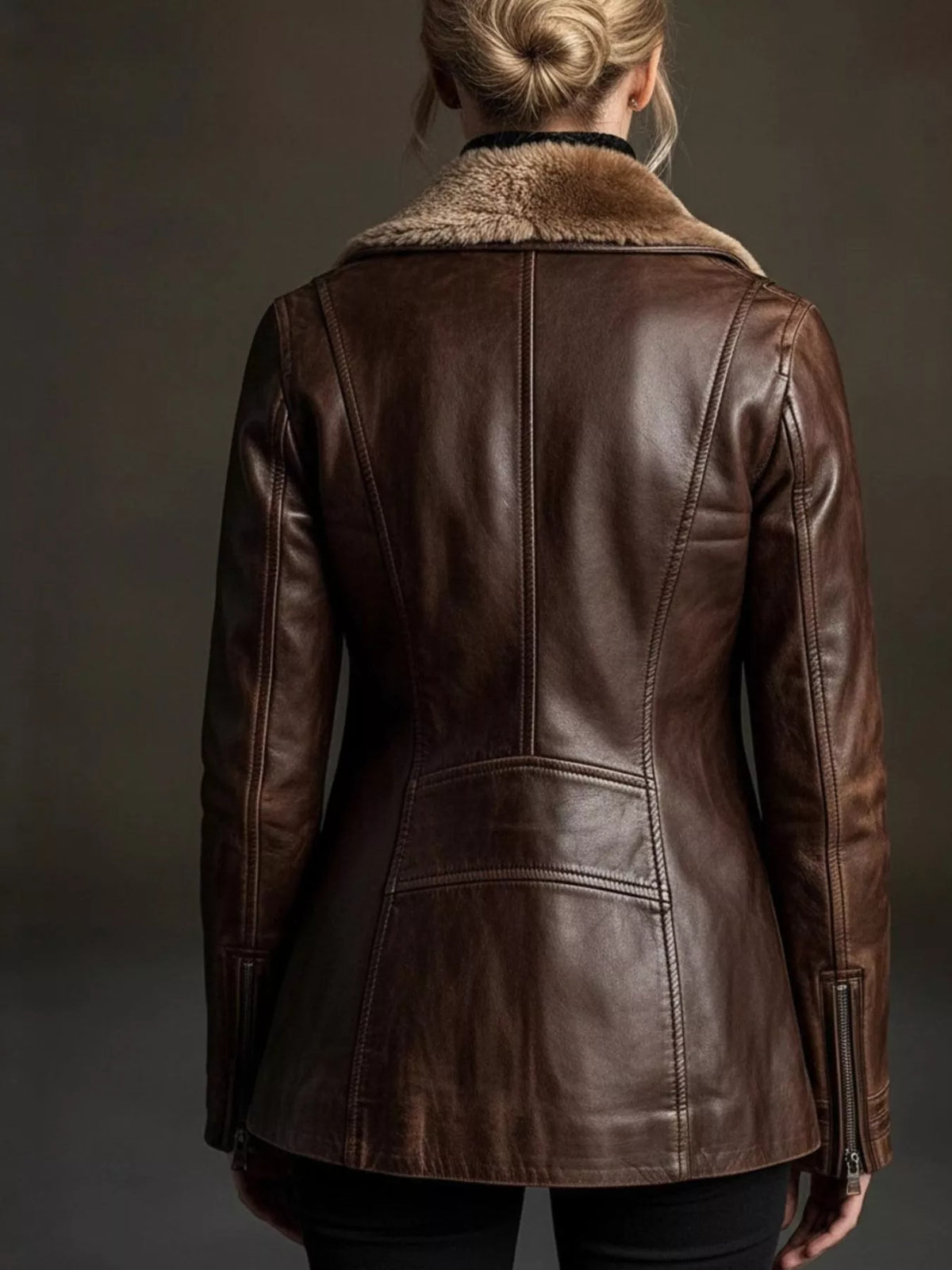 Vintage Washed Zip-Up Jacket in Brown