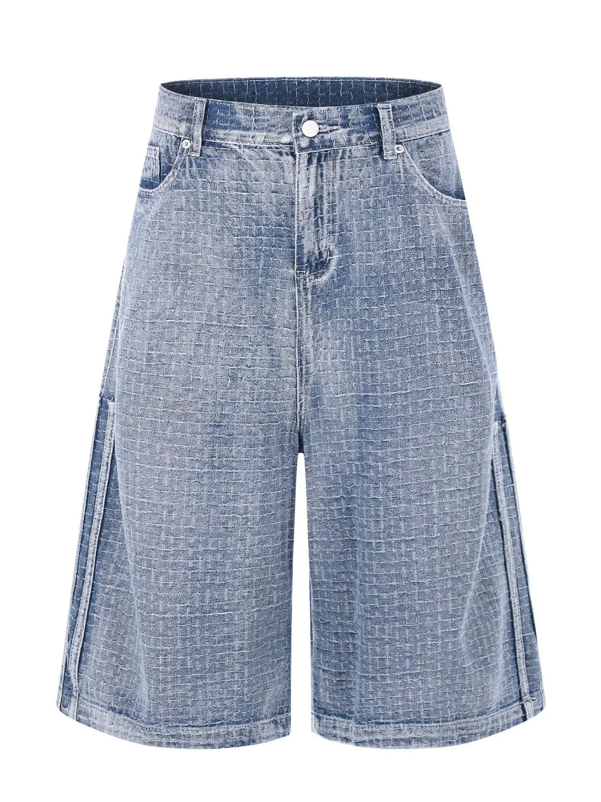 Washed Wide-Leg Denim Capris in Blue by TrendMaster