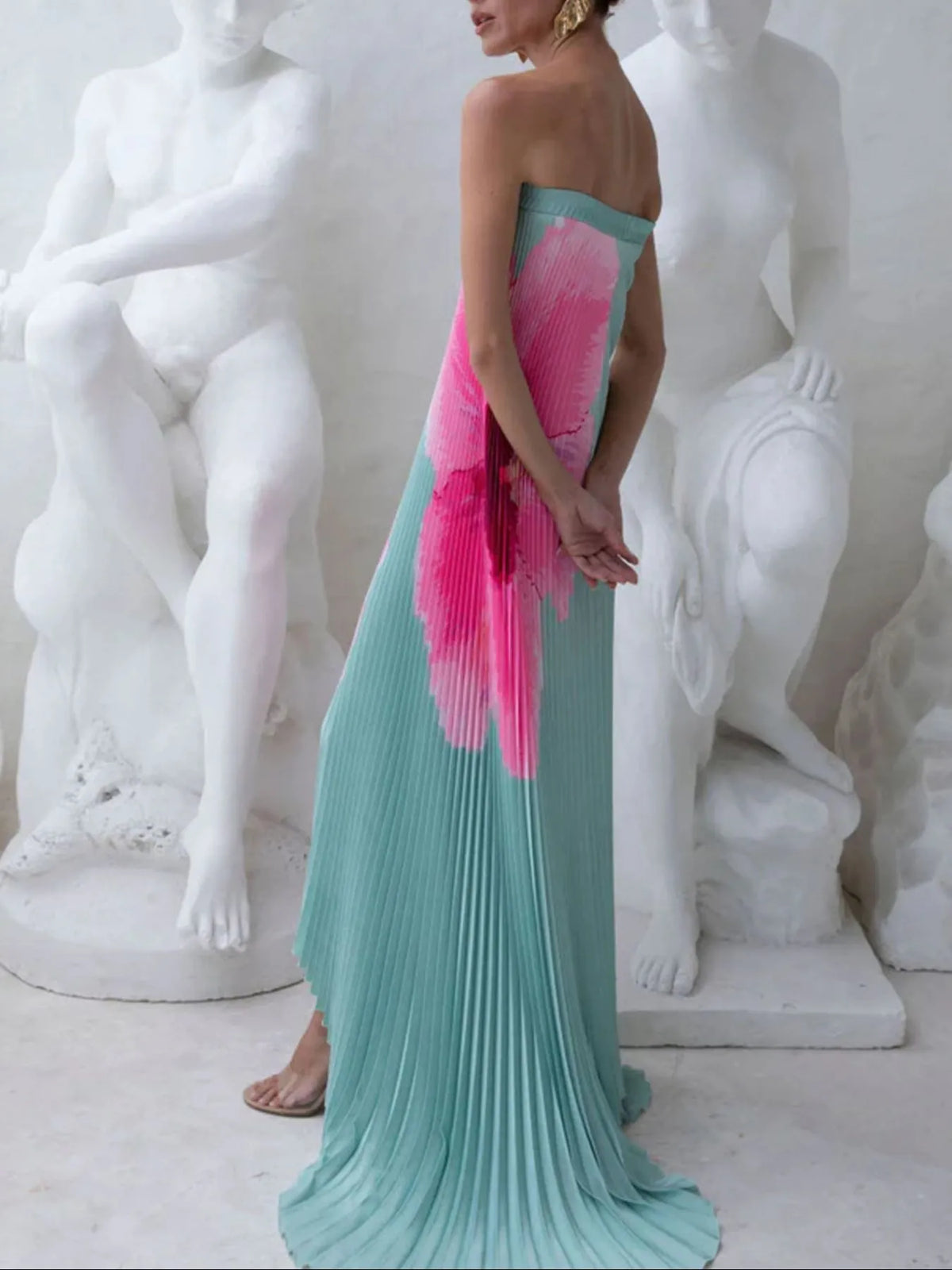 Pleated Tube Floor-Length Dress