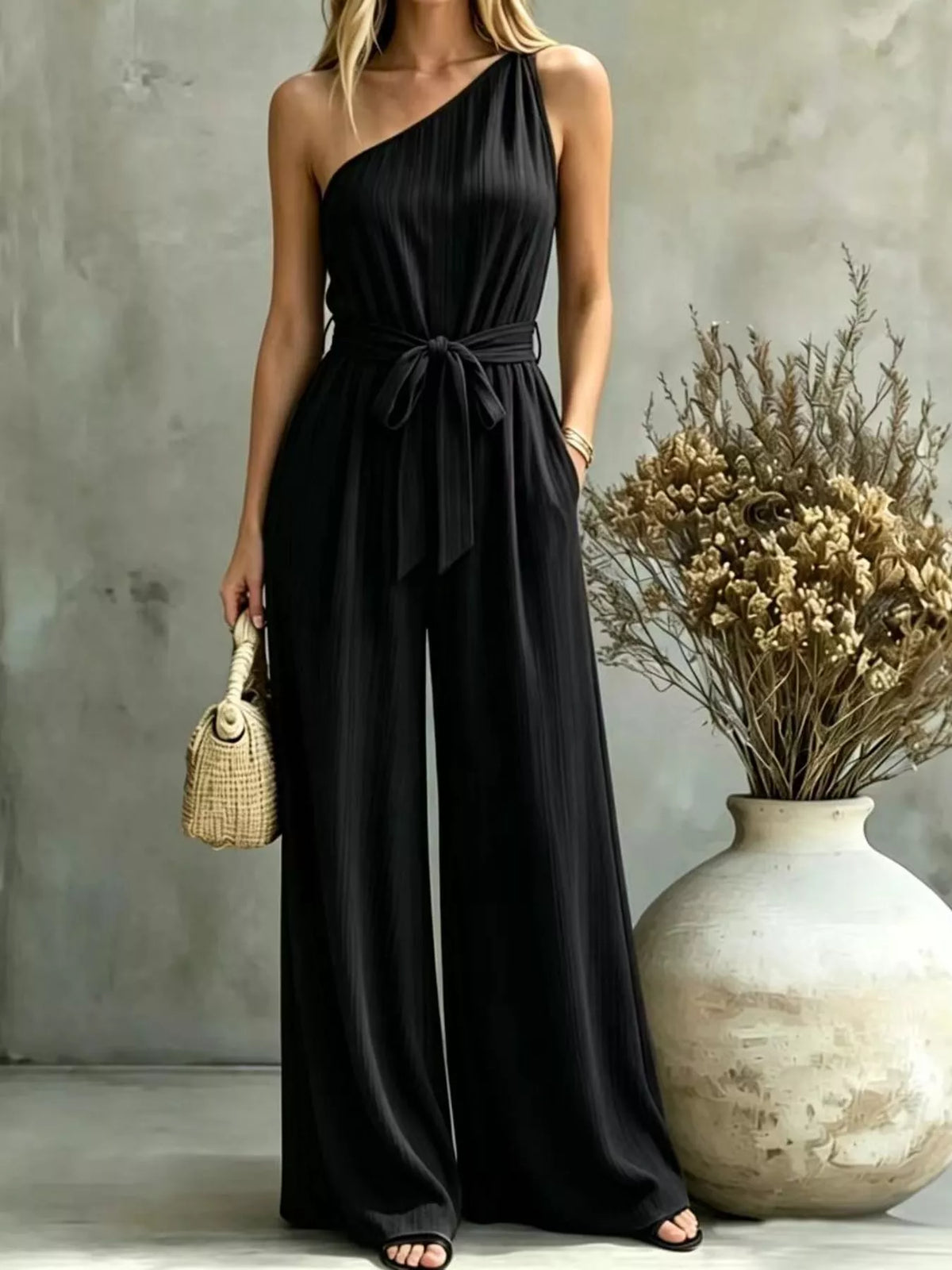 One-Shoulder Wide-Leg Jumpsuit