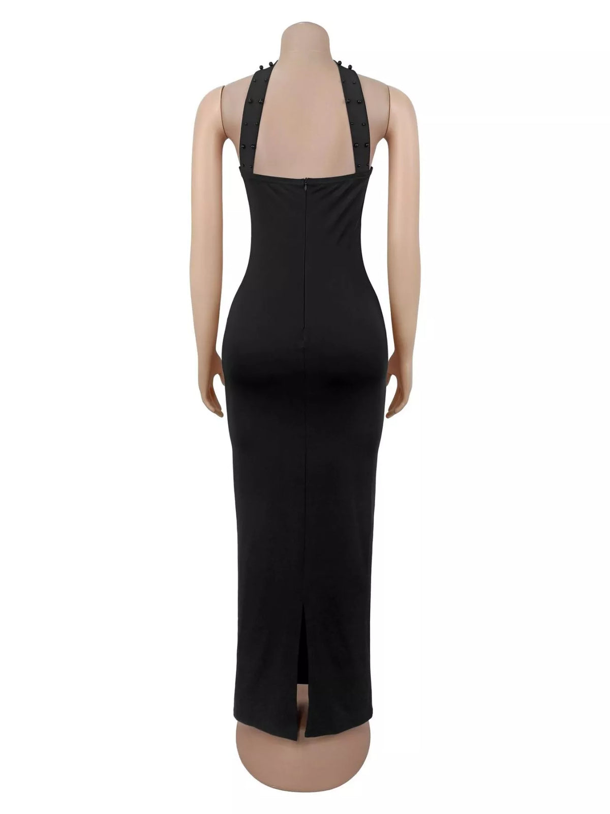 Rhinestone Tube Bodycon Maxi Dress in Black