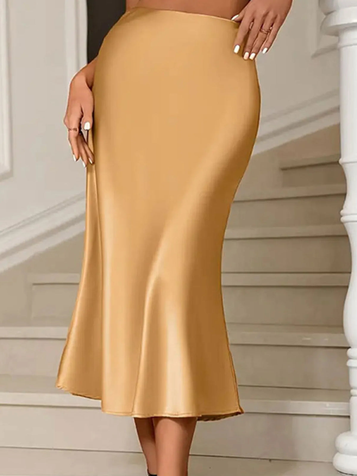 Satin Mermaid Midi Skirt