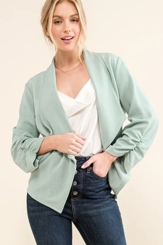 And The Why Open-Front Blazer in Mint