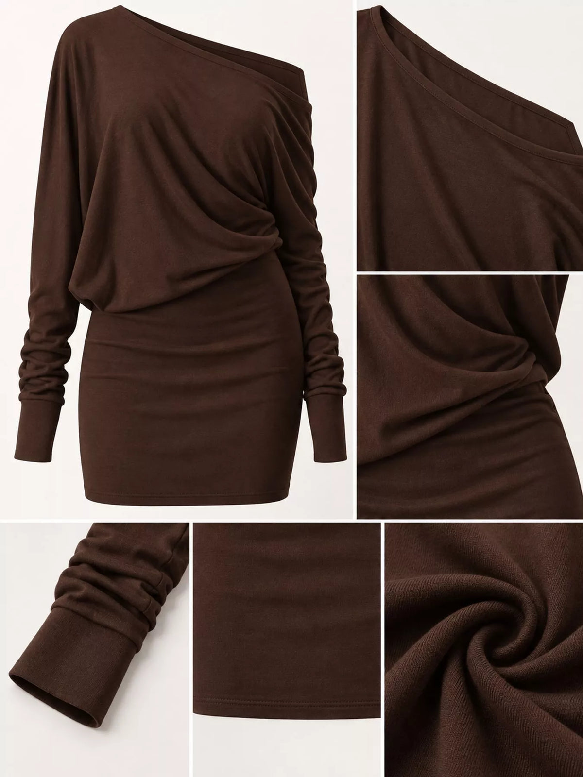 One Shoulder Knit Mini Dress
