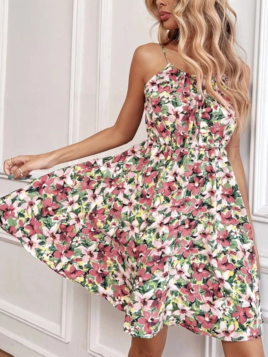 Floral Print Spaghetti-Strap Mini Dress